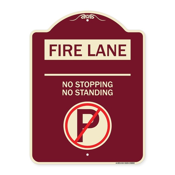 Signmission Fire Lane No Stopping No Standing W/ No Parking Heavy-Gauge Aluminum Sign, 24" x 18", BU-1824-24002 A-DES-BU-1824-24002 - main